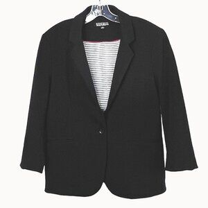 Black Original Nicole Miller Womens Blazer Jacket Size L Cotten Polyester EUC!
